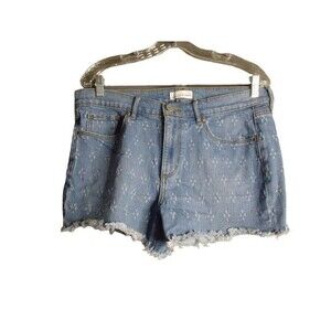 Ann Taylor Loft Cut Off Shorts Geometric Pattern Distressed Raw Hem 10 W30